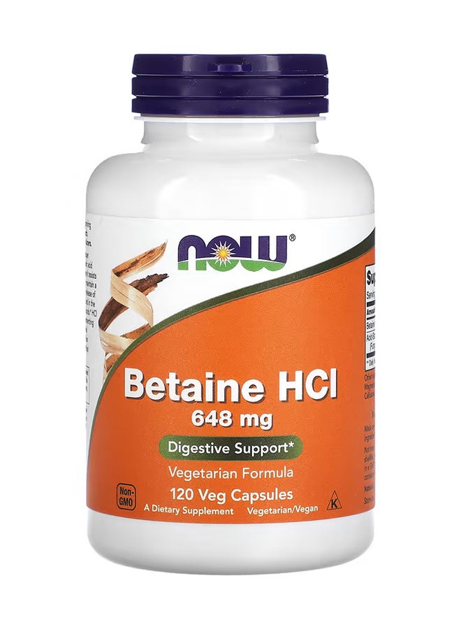 Now Foods - Betaine HCL Dietary Supplement 648mg - 120 Capsule - Image 1