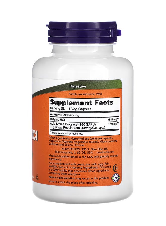 Now Foods - Betaine HCL Dietary Supplement 648mg - 120 Capsule - Image 1