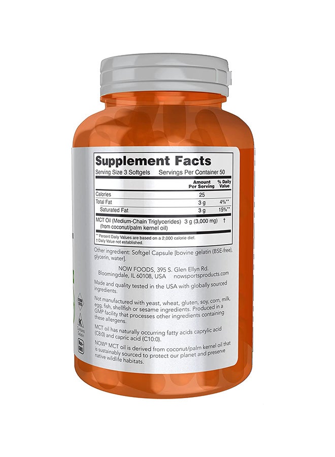 NOW Sports MCT Oil Softgels 1000mg 150'S