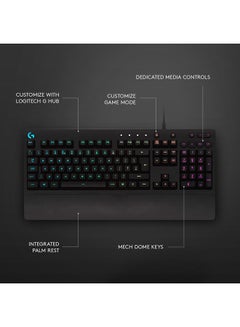 G213 Prodigy Gaming Keyboard, RGB Lightsync Backlit Keys, Spill-Resistant, Customizable Keys, Dedicated Multi-Media Keys - v1671543699/N21479668A_7