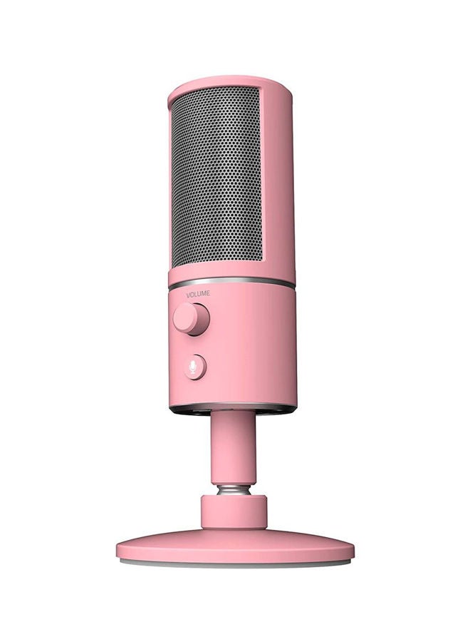 RAZER - Razer Seiren X Quartz Compact USB Condenser Microphone, with Integrated Shock Absorber and Supercardioid Recording Pattern for Streamers, Pink - Image 1