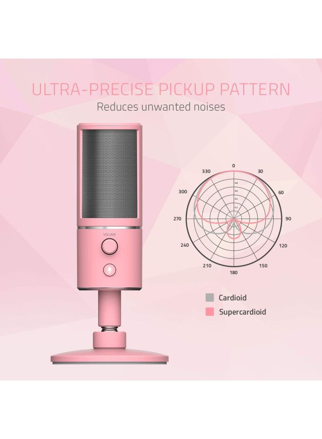 RAZER - Razer Seiren X Quartz Compact USB Condenser Microphone, with Integrated Shock Absorber and Supercardioid Recording Pattern for Streamers, Pink - Image 1