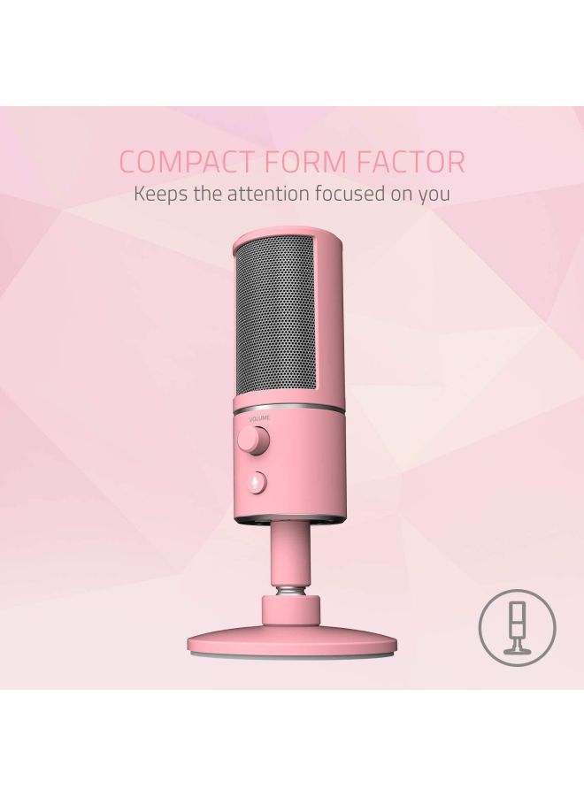 RAZER - Razer Seiren X Quartz Compact USB Condenser Microphone, with Integrated Shock Absorber and Supercardioid Recording Pattern for Streamers, Pink - Image 1