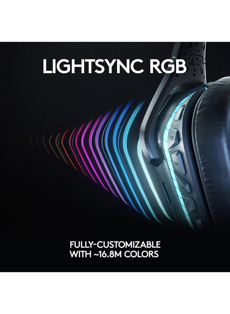 لوجيتيك سماعة رأس RGB السلكية للألعاب، صوت محيطي 7.1، نظام سماعات DTS، مكبرات صوت برو-جي 50مم، مخرج USB، ومخرج توصيل 3.5مم، وخاصية القلب لكتم الميكروفون، متوافقة مع أجهزة الكمبيوتر والماك وإكس بوكس وان، وبلايستيشن 4 ونينتيندو سويتش  - Image 4