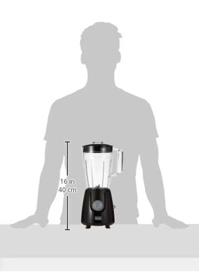 BLACK+DECKER Blender with Grinder Mills, 1.5L Jar, 2x 300ml Grinding Mills, Stainless Steel Blades, 2-Speed with Pulse Control, Perfect for Smoothies, Coffee, Herbs, and Spices, 1.5 L 400 W BX440-B5 Black