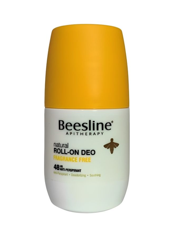 Beesline Fragrance Free Roll On Deodorant White And Yellow 50ml - Image 1