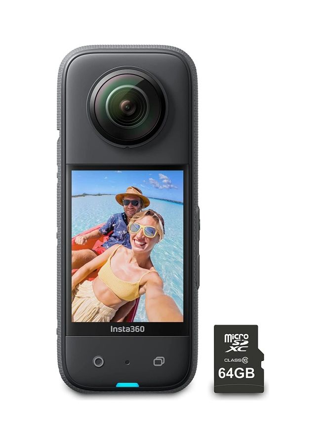 Insta360 - X3 360 Degree Waterproof Action Camera With 1/2  Sensor 5.7K 360 72MP 360 Photos Stabilisation 2.29 Touch Screen Ai Editing Live Streaming Webcam Voice Control With 64GB Memory Card - Image 1