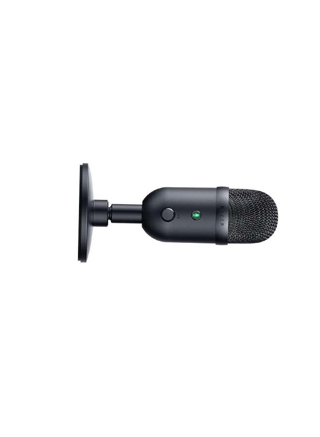 ريزر - ميكروفون سيرين V2 X بمنفذ USB: ميكروفون مكثف بنمط التقاط قلبي فائق مقاس 25 مم، ومحدد رقمي وتناظري، ومراقبة للميكروفون، وأزرار كتم/ كسب وممتص صدمات مدمج - لون أسود - Image 1