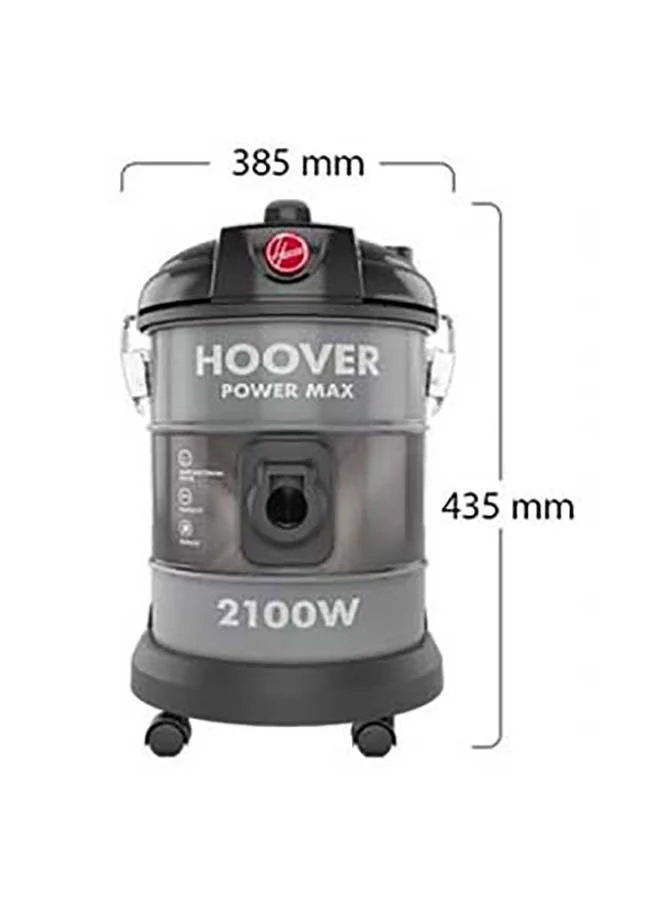 HOOVER Power Max Drum Vacuum Cleaner 20 Litre Capacity, Large Capacity, With Blower Function For Home & Office Use, 3 Year Motor Warranty - 566101 20 L 2100 W HT87-T2-M / HT87-T2-ME Grey