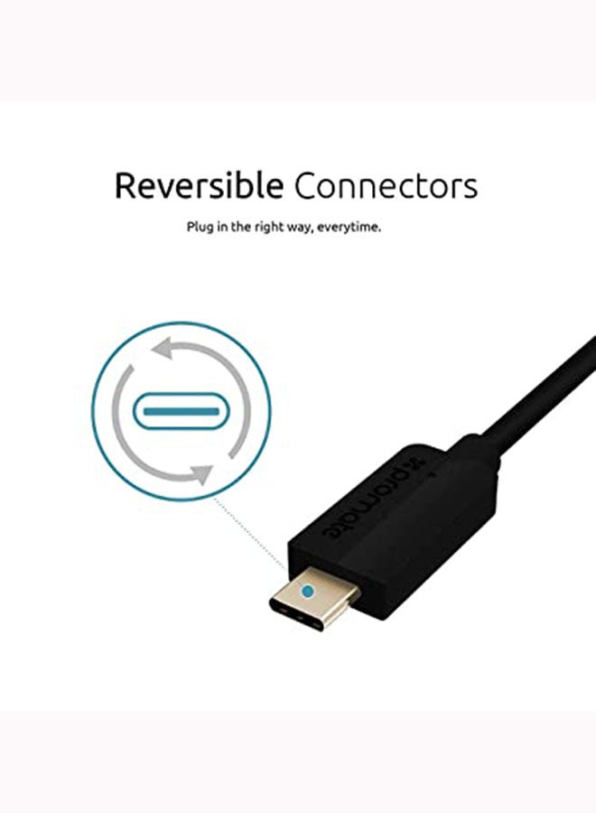 USB 3.1 Type C to USB-A Sync and Charge Cable with High-Speed Data Transfer Black