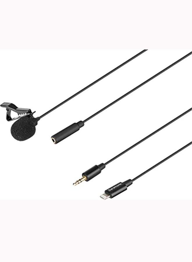 Saramonic - Omnidirectional Lavalier Microphone With Lightning Connector For Ios Devices LavMicro U1A Black - Image 1