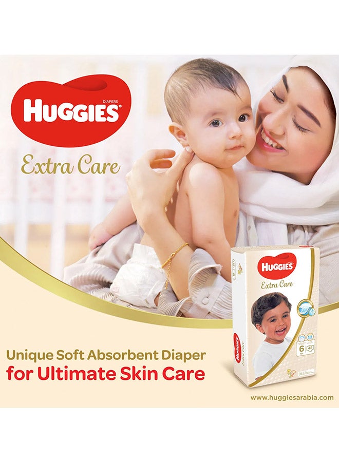 Huggies - Extra Care Baby Diapers, Size 6, 15+ Kg, 126 Count (42 x 3) - Mega Pack, Gental Skin Care, Dermatologist Approved - Image 1