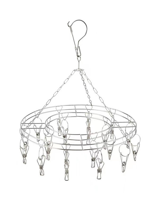 fashionhome Stainless Steel Circular Shape Clothes Hanger With Removable Hooks Silver 34.5cm - Image 1