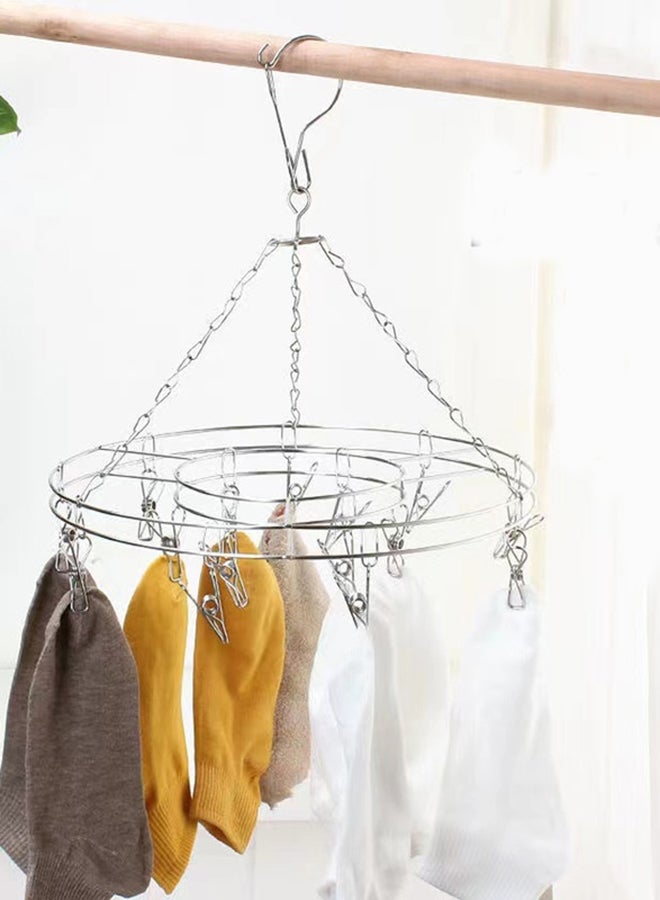 fashionhome Stainless Steel Circular Shape Clothes Hanger With Removable Hooks Silver 34.5cm - Image 2