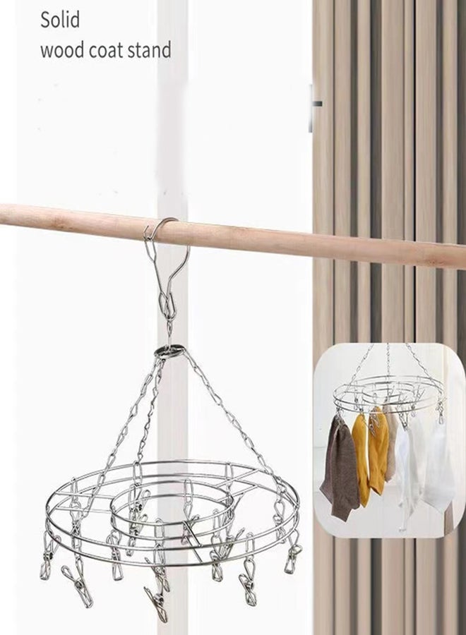 fashionhome Stainless Steel Circular Shape Clothes Hanger With Removable Hooks Silver 34.5cm - Image 3