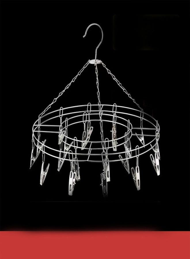 fashionhome Stainless Steel Circular Shape Clothes Hanger With Removable Hooks Silver 34.5cm - Image 4