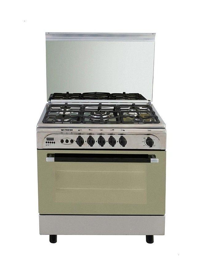 Fresh Full Stainless Gas Cooker Moderno 80 X 55 Cm Full Safety With Timer And Cast Iron With Gas Shut Off Timer Safety 500007530 Silver - Image 1