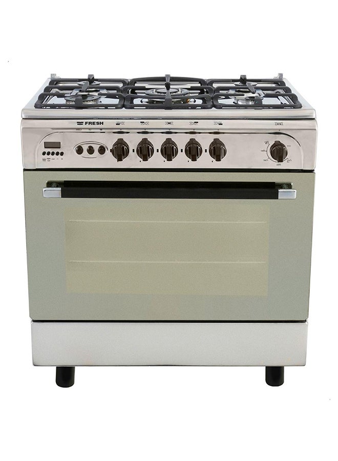 Fresh Full Stainless Gas Cooker Moderno 80 X 55 Cm Full Safety With Timer And Cast Iron With Gas Shut Off Timer Safety 500007530 Silver - Image 2