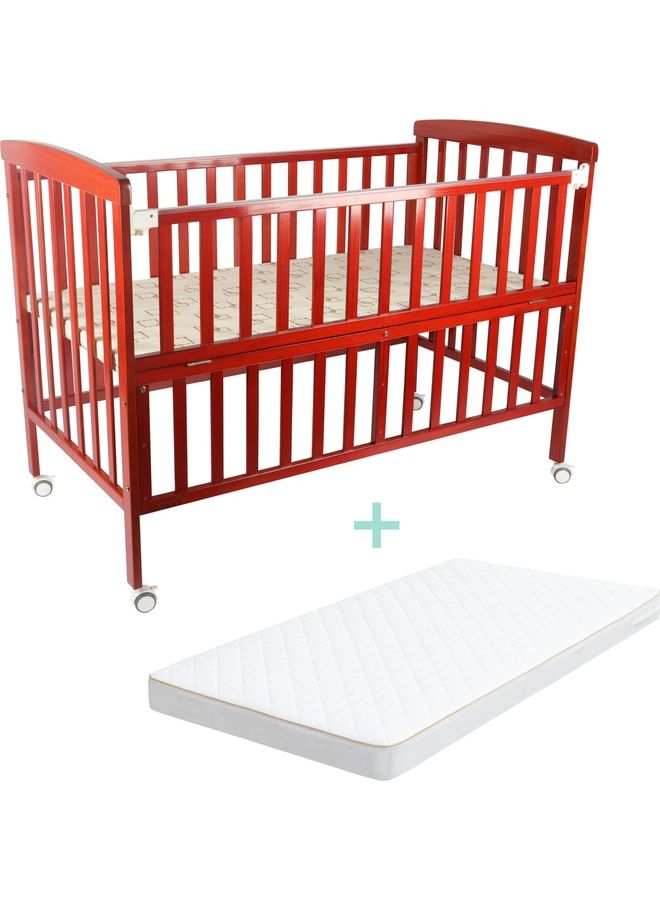 Moon Wooden Portable Crib 129x69x96 With Mattress 126x65x7 Cm  - Image 1