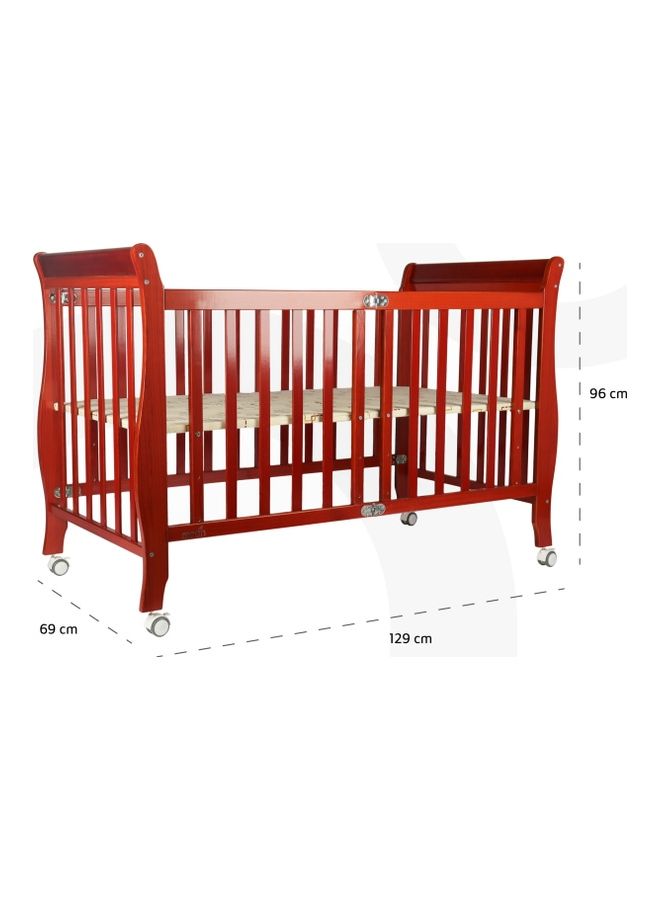 Moon Wooden Foldable Baby Crib 129x69x96 With Mattress 126x65x7 Cm  - Image 5