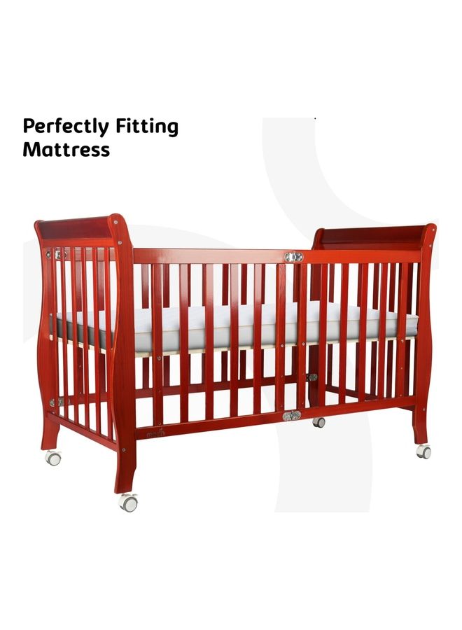 Moon Wooden Foldable Baby Crib 129x69x96 With Mattress 126x65x7 Cm  - Image 2