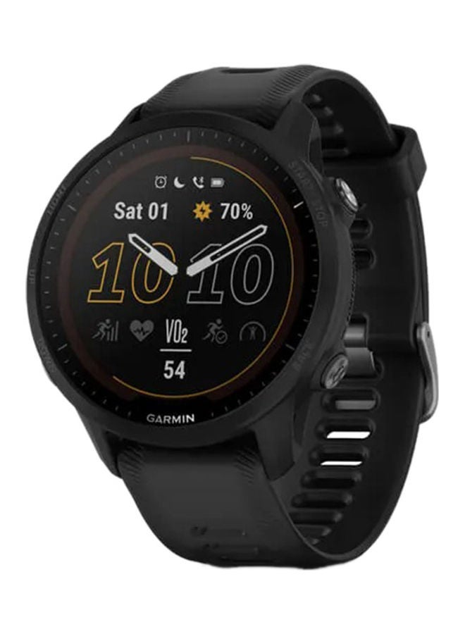 GARMIN - Forerunner 955 - 46.5MM - Solar - Up To 49 Hours Battery Life In GPS Mode With Solar Charging - 1.3"inch Sunlight-Visible Display, Scratch Resistant, Corning® Gorilla® Glass Dx, Heart Rate Monitor, All Day Stress Monitor, Advanced GPS Features, Built-in GNSS and Sports App, iOS and Android Compatible Black - Image 1