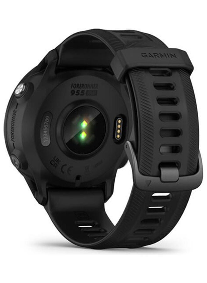 GARMIN - Forerunner 955 - 46.5MM - Solar - Up To 49 Hours Battery Life In GPS Mode With Solar Charging - 1.3"inch Sunlight-Visible Display, Scratch Resistant, Corning® Gorilla® Glass Dx, Heart Rate Monitor, All Day Stress Monitor, Advanced GPS Features, Built-in GNSS and Sports App, iOS and Android Compatible Black - Image 1