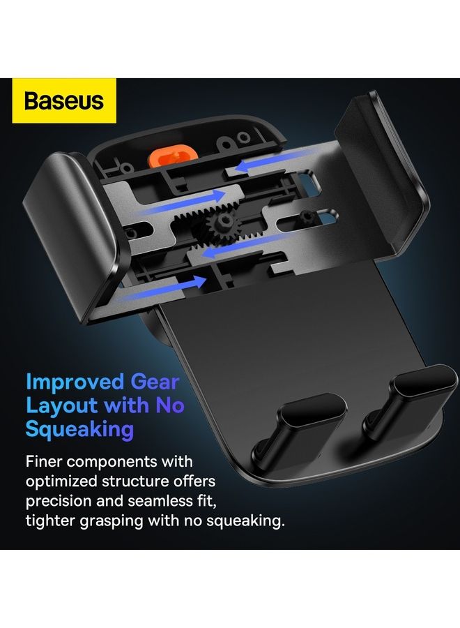 Baseus - Car Phone Holder, Adjustable Car Phone Mount Cradle 360° Rotation for Car with One Button Release and Strong Sticky Gel Pad Applicable Windscreen and Dashboard for iPhone 14 Pro Max 13 12 Samsung and Many More Black - Image 1