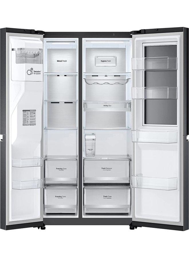 LG - 617L Net Capacity,  Side By Side Refrigerator With InstaView ThinQ Technology, Door-in-Door With Dispenser Inverter, No Frost, Line Compressor GRX267CQES Silver - Image 1