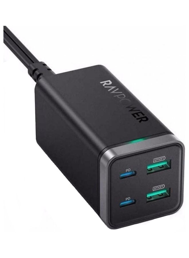 RAVPOWER Pioneer 65W Power Bank and Charging Dock 4 Ports Support PD Technology Black - Image 1
