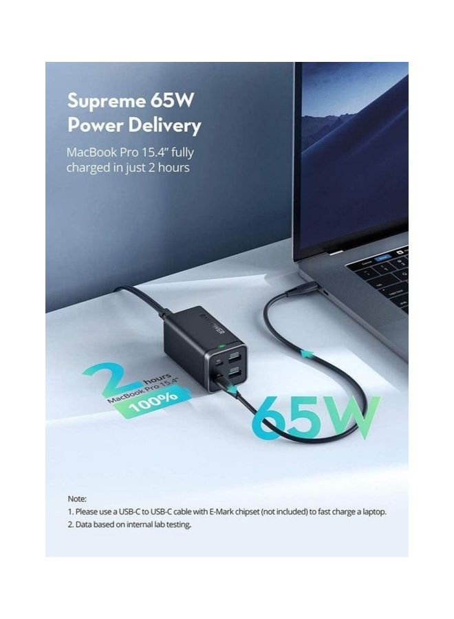 RAVPOWER Pioneer 65W Power Bank and Charging Dock 4 Ports Support PD Technology Black - Image 4