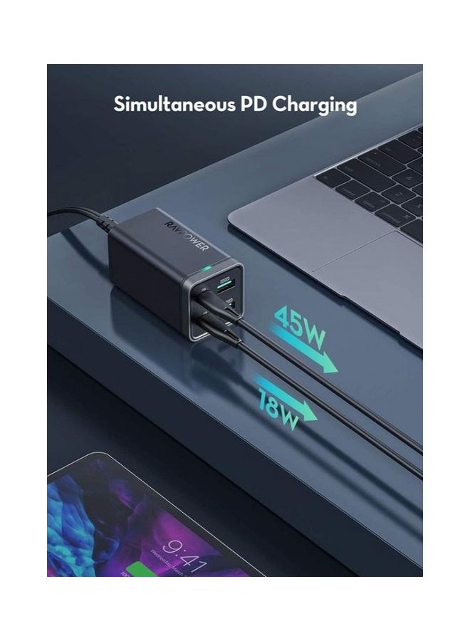 RAVPOWER Pioneer 65W Power Bank and Charging Dock 4 Ports Support PD Technology Black - Image 5
