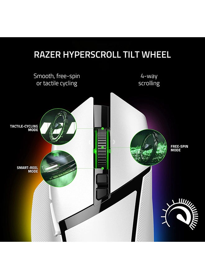 RAZER - Basilisk V3 Pro USB Wireless Optical Gaming Mouse, 30K DPI Optical Sensor, Chroma RGB Lighting, HyperScroll Tilt Wheel, 750 IPS Speed, 11 Programmable Buttons, White | RZ01-04620200-R3G1 - Image 1