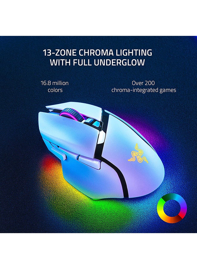 RAZER - Basilisk V3 Pro USB Wireless Optical Gaming Mouse, 30K DPI Optical Sensor, Chroma RGB Lighting, HyperScroll Tilt Wheel, 750 IPS Speed, 11 Programmable Buttons, White | RZ01-04620200-R3G1 - Image 1