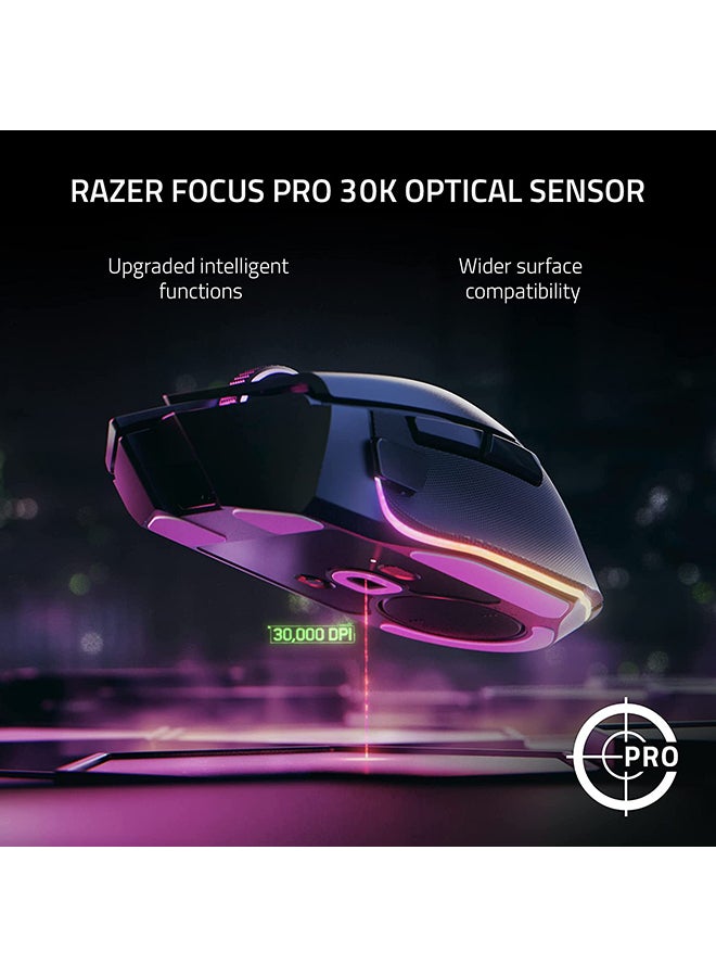 RAZER - Basilisk V3 Pro USB Wireless Optical Gaming Mouse, 30K DPI Optical Sensor, Chroma RGB Lighting, HyperScroll Tilt Wheel, 750 IPS Speed, 11 Programmable Buttons, White | RZ01-04620200-R3G1 - Image 1