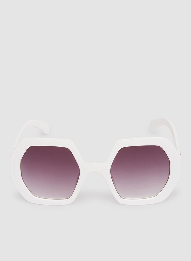 Women's Sunglass With Durable Frame Lens Color Grey Frame Color White - Image 1