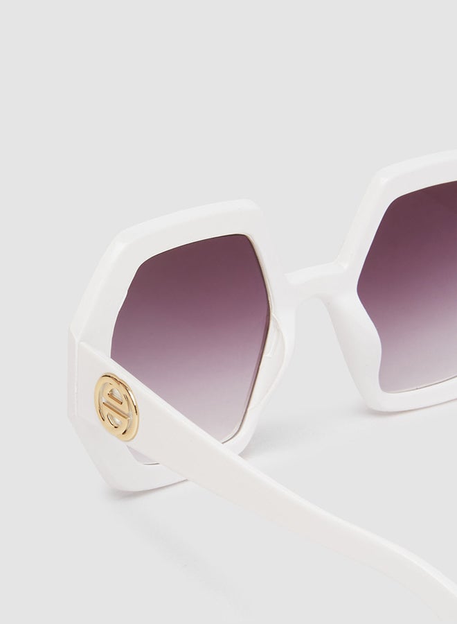 Women's Sunglass With Durable Frame Lens Color Grey Frame Color White - Image 2