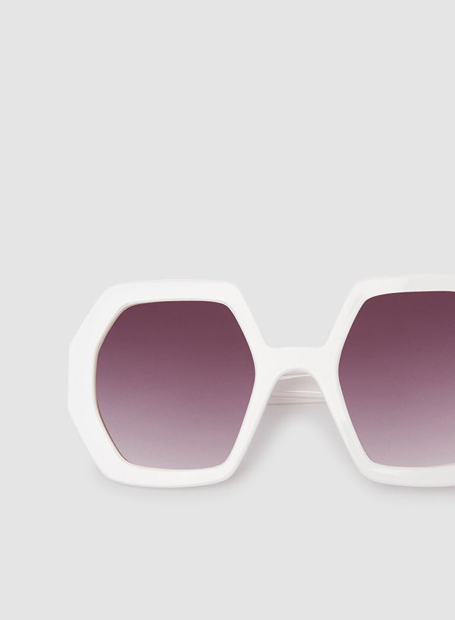 Women's Sunglass With Durable Frame Lens Color Grey Frame Color White - Image 4