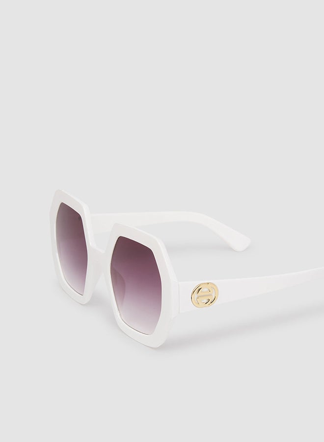 Women's Sunglass With Durable Frame Lens Color Grey Frame Color White - Image 3