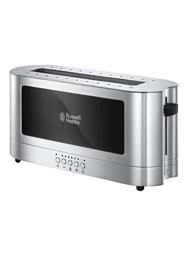 Russell Hobbs - Long Slot Toaster - 1420W, Toast Technology, 7 Settings, Defrost/Reheat/Cancel, Glass View, Stainless Steel 1420 W 23380 Silver - Image 1