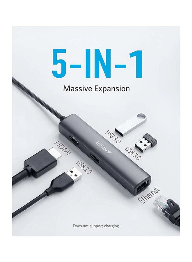 Anker - Premium 5-in-1 USB-C Hub A8338HA1 Grey - Image 1