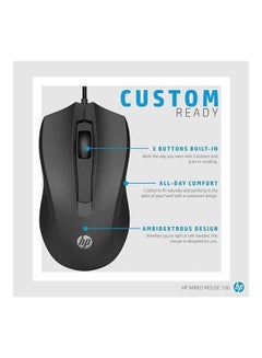 HP Mouse Wired 100- 6VY96AA Black  - Image 2