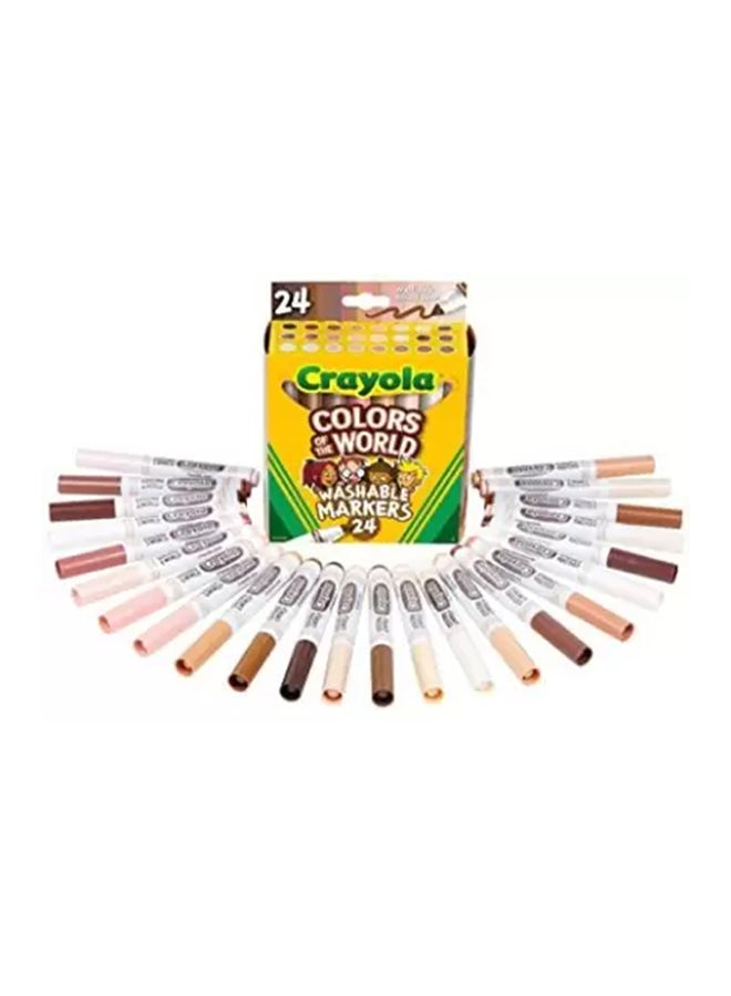 Crayola 24-Piece Colors of the World Fine Line Washable Skin Tone Markers 18.73x8.89x4.45cm - Image 1