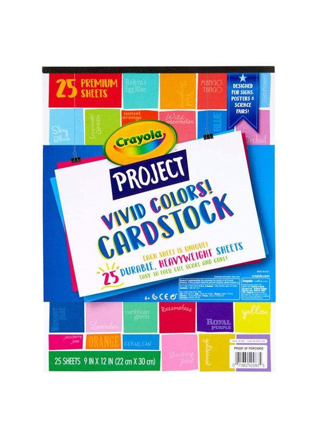 Crayola 25-Piece Project Vivid Colors Cardstock ‎22.86 x 0.61 x 30.48cm - Image 1