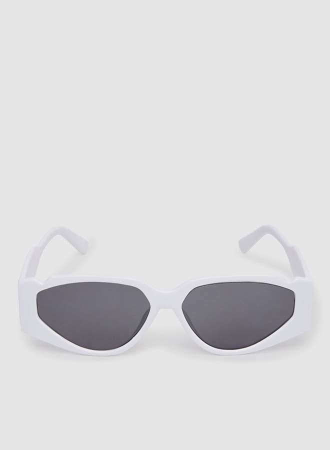 Women's Sunglass With Durable Frame Lens Color Grey Frame Color White - Image 1