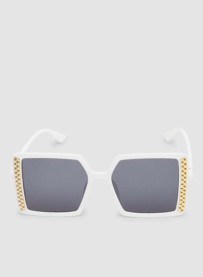 Women's Sunglass With Durable Frame Lens Color Grey Frame Color White - Image 1