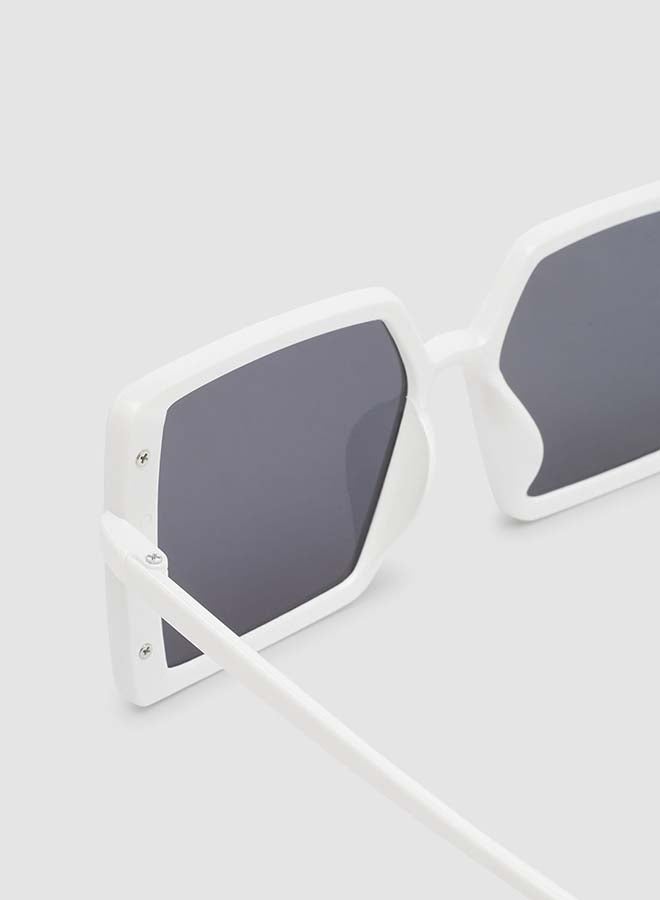 Women's Sunglass With Durable Frame Lens Color Grey Frame Color White - Image 2