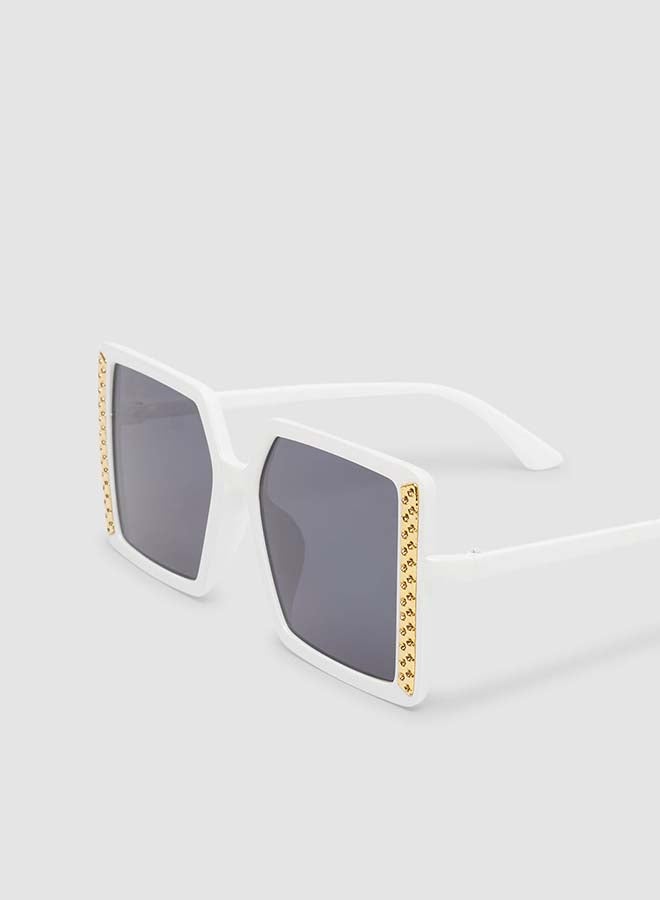 Women's Sunglass With Durable Frame Lens Color Grey Frame Color White - Image 3
