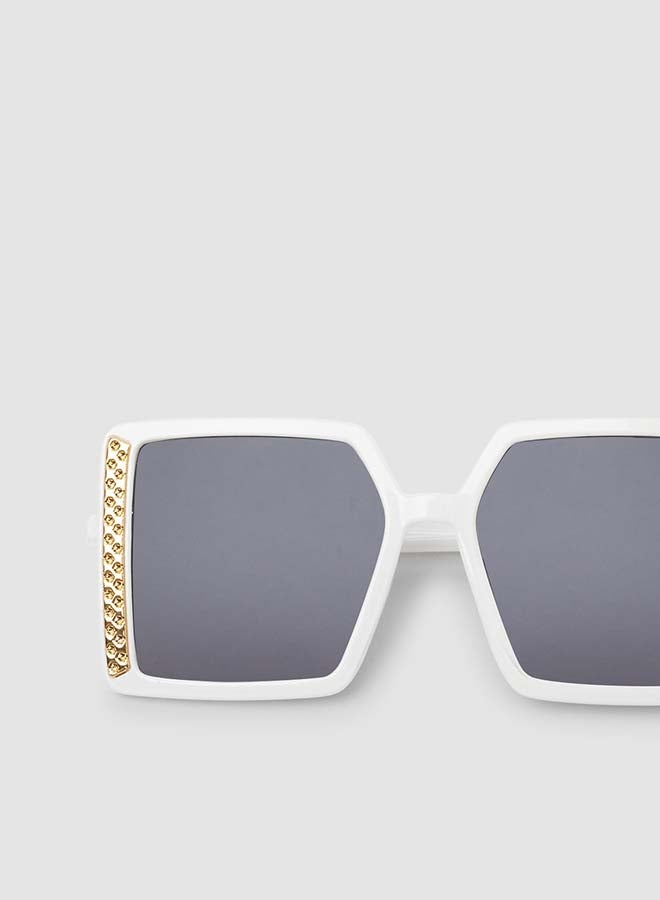 Women's Sunglass With Durable Frame Lens Color Grey Frame Color White - Image 4