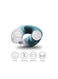 REGAL IN HOUSE Velvet Neck and Travel Pillow Velvet Turquoise 30x25x10cm  - Image 2